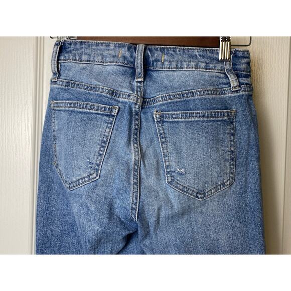 Eunina Women's Medium Wash Distressed Tapered Leg High Rise Jeans Size 0 - Picture 6 of 11